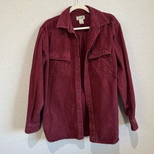 VTG L.L. Bean Fit Red Chamois Flannel Button Front Thick Shacket Mens M Gorpcore